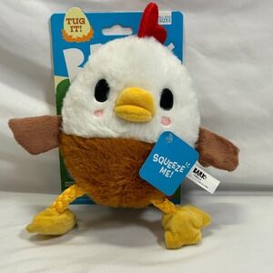 Bark Box Chicken Fuzzy Farm A Doodle Dude Rooster Tug Dog Toy Squeaks